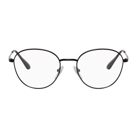 Prada: Black Metal Round Glasses 